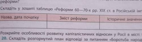 18. Складіть у зошиті таблицю «Реформи 60—70-х рр. ХІХ ст. в Російській імперії», (0)Назва, дата поч