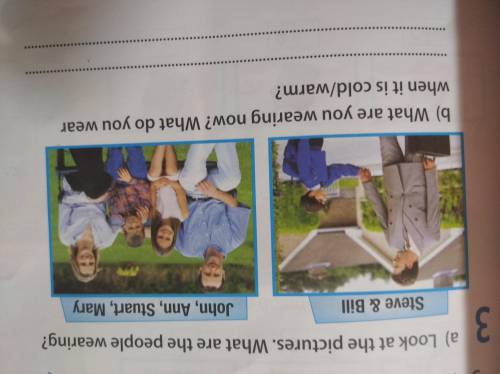 Look at the picture. What are the people wearing?