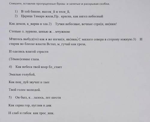 Спишите, вставляя пропущенные буквы и запятые и раскрывая скобки. 