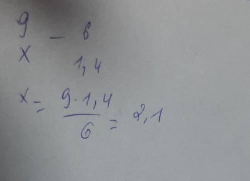 Знайдіть невідомий член пропорцій 9 : x=6 : 1,4