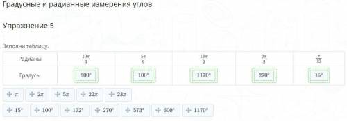 Градусные и радианные измерения углов.