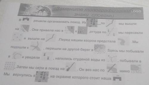 Замените топографические знаки словами
