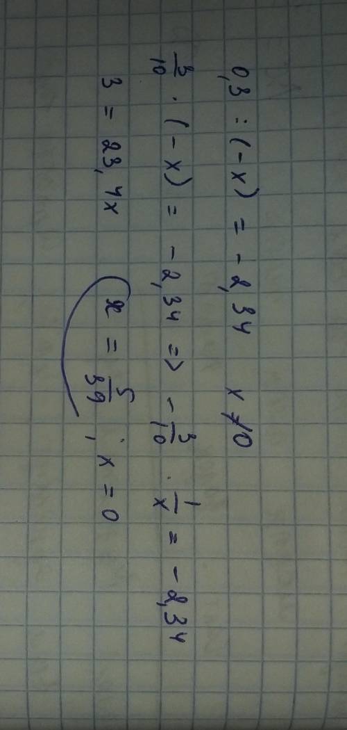 3.Теңдеуді шешіңдер : 0,3 : ( - x ) = -2,34 помагит​