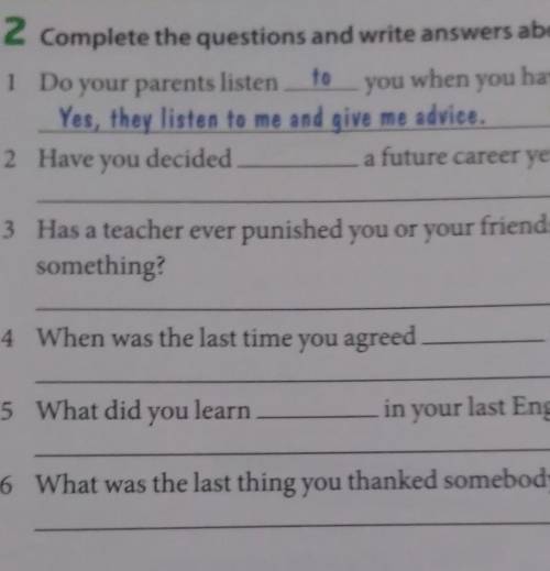 Complete the questions and write answers about you