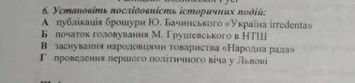 Установіть послідовність історичних подій