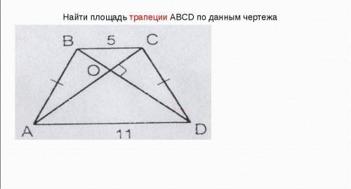 Найди площадь трапеции ABCD по данным чертежа