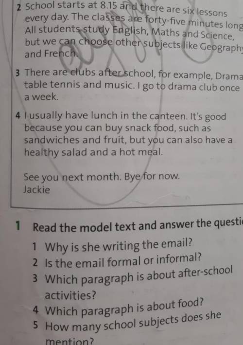 1.Reed the model text and answer the guestions.