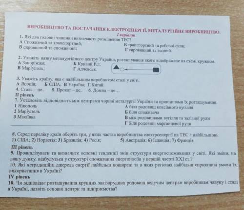 Виробництво та постачання електроенергії. Металургійне виробництво.