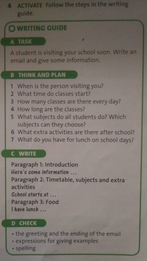 Follow the steps in the writing guide