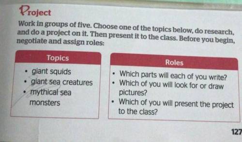 Project Work in groups of five. Choose one of the topics below, do research, and do a project on it.