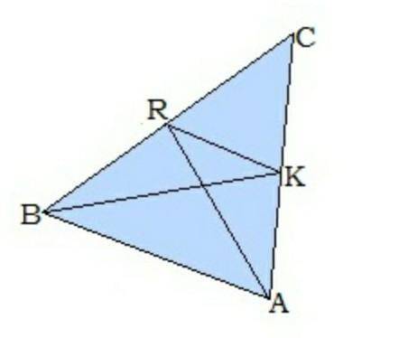 и AR — медианы. BR= 9 м;AK= 8 м;RK= 5 м.Найти: P(ABC). Каковы длины сторон?AC= м;BC= м;AB= м. P(A