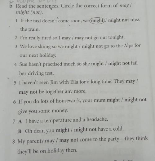 ХЕЛП! Read the sentences. Circle the correct form of may/might(not)