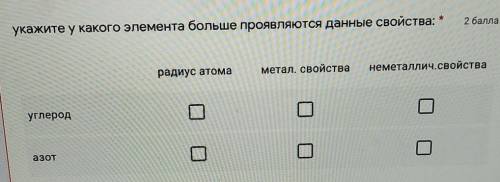 укажите у какого элемента больше проявляются данные свойства: *неметаллич.свойстварадиус атомаметал,