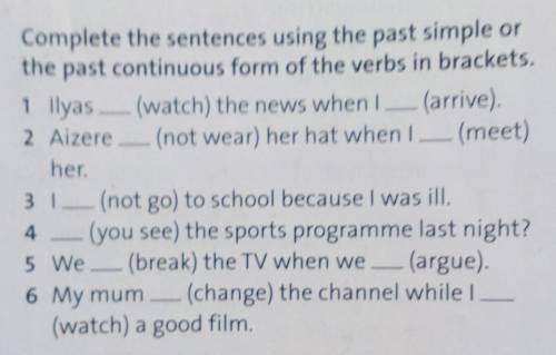 Complete the sentences using the past simple or the past continuous form of the verbs in brackeds
