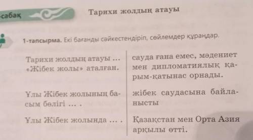 1- тапсырмаЕкі бағанды сәйкестендіріп, сөйлем құр.
