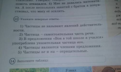 Укажите неправильные ответы упр 13