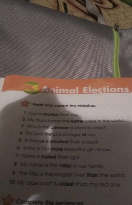 Animal ElectRead and correct the mistakes.