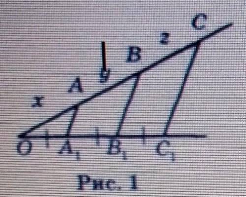 На рис. 1 AA1 || BB1 || CC1, AC=8см. Знайдіть x, y, z. 