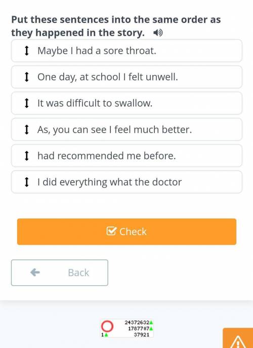 Put these sentences in order to make a story