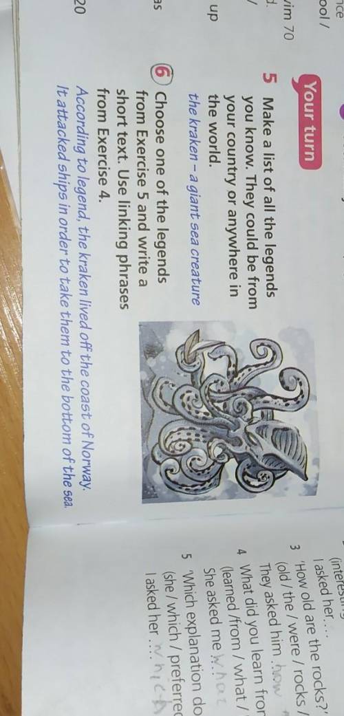 6 Choose one of the legends from Exercise 5 and write ashort text. Use linking phrasesfrom Exercise