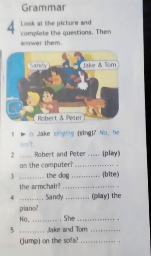 Look at the picture and complete the questions. Then answer them.