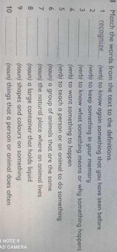 Match the words from the text to the divinitions
