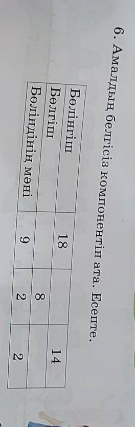 6. Амалдың белгісіз компонентін ата. Есепте