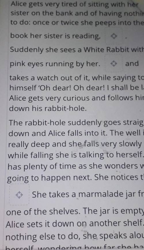 While reading, drag the sentences into the correct gap to complete thesentencesDown the Rabbit-HoleP