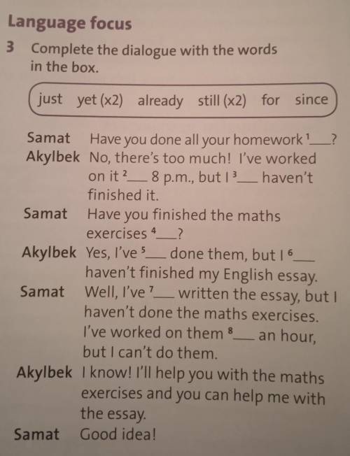 Complete the dialogue with the words in the box