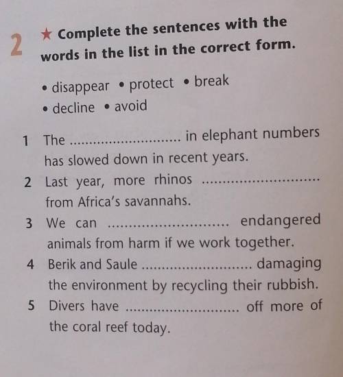 Complete the sentences with the words in the list in the correct form​
