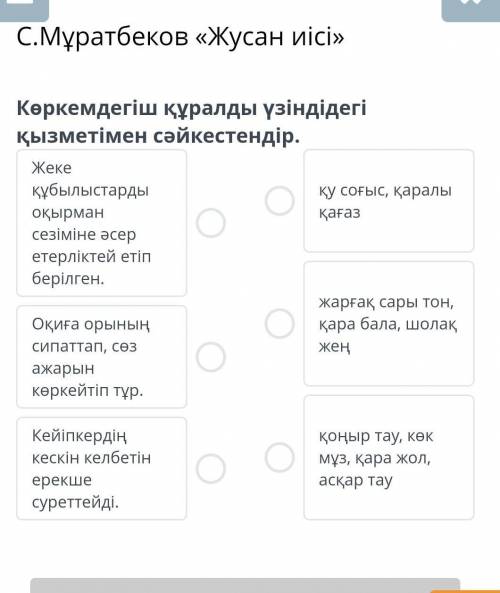 Көркемдегіш құралды ұзіндідегі қызыметымен сәйкестендір 