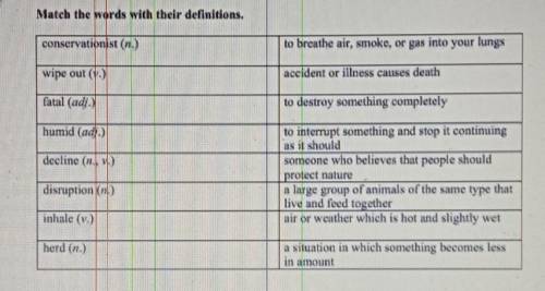 Matchthe words with their definitions.