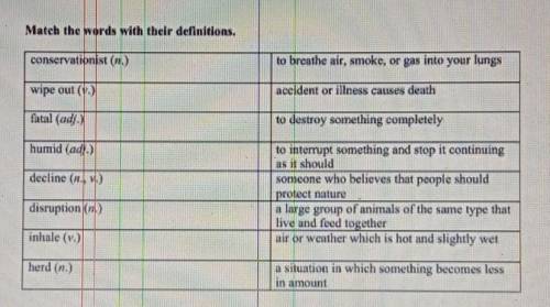 Match the words with their definitions.