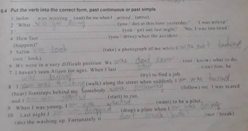 4 Put the verb into the correct form, past continuous or past simple. 1 Javlonwas waiting (wait) for