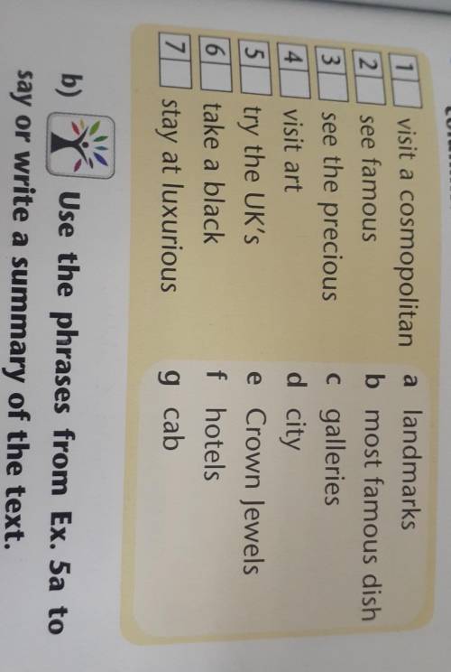 B)Use the phrases from Ex. 5a tosay or write a summary of the text.​