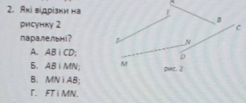 Які відрізки на рисунку 2 паралельні? 