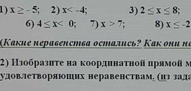 изобразите на координатной примой множества чисел ,неудотварящихся неравенствам(х>-5;х<-4;2&lt