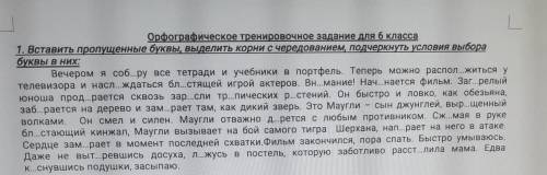 Вставить пропущенные буквы, выделить корни с чередованием, подчеркнуть условия выбора буквы в них: