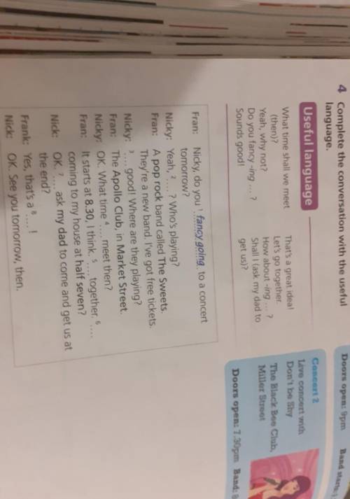 Ex 4.P68. Complete The conversation with the Language