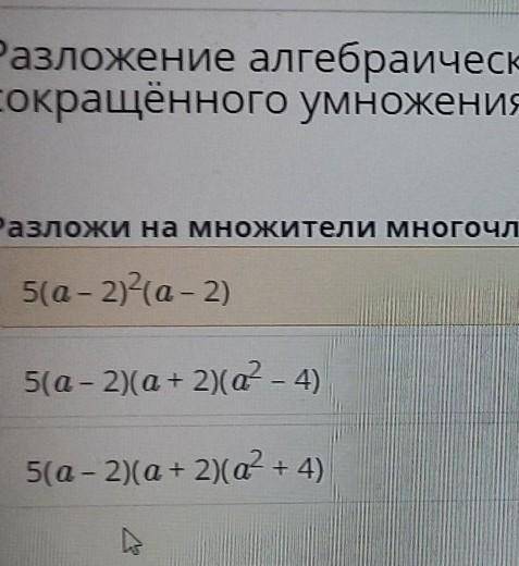 Разложите на множители многочлен 5a⁴-80. 5(a-2)²(a-2), 5(a-2)(a+2)(a²-4)
