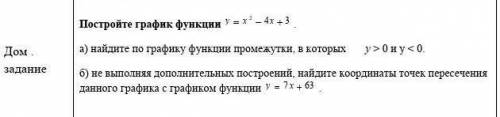 Постройте график функции y = x^2 - 4x + 3. а) найдите по графику функции промежутки, в которых у &gt