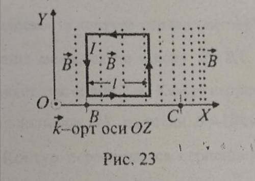 Квадратный контур со стороной l = 10 см помещен в неоднородное магнитное поле так, что плоскость кон