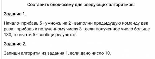 Запиши алгоритм из задания 1, если дано число 10. )