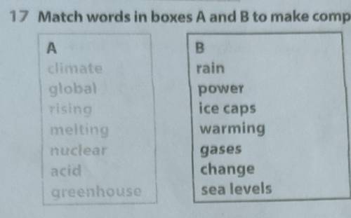Match words in boxes A and B make compound nouns