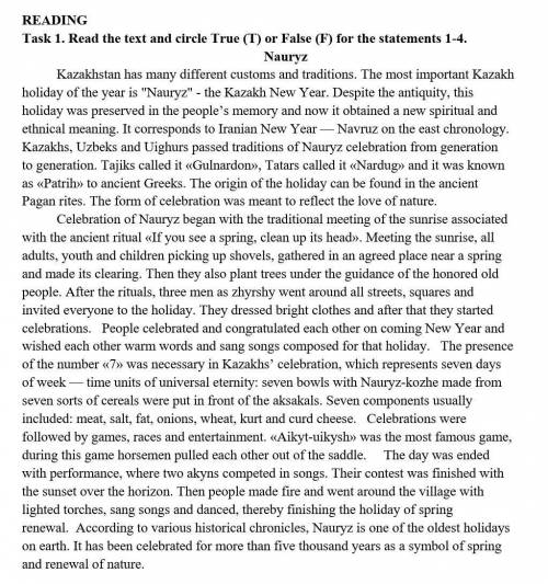 Task 2. Read the text again and complete the sentences. 1. Tatars called Nauryz , Tajiks called it ,