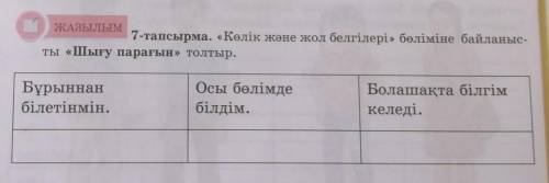 7-тапсырма. «Шығу парағын» толтыру керек көмектесндерш