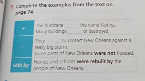 Comple the examples from the text on page 74 