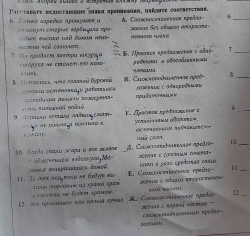 Русский язык расставить соответствия