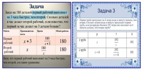 Составить и решить уравнение по таблице задач.