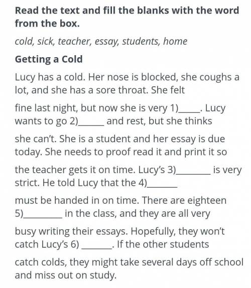 Read the text and fill the blanks with the word form the box.